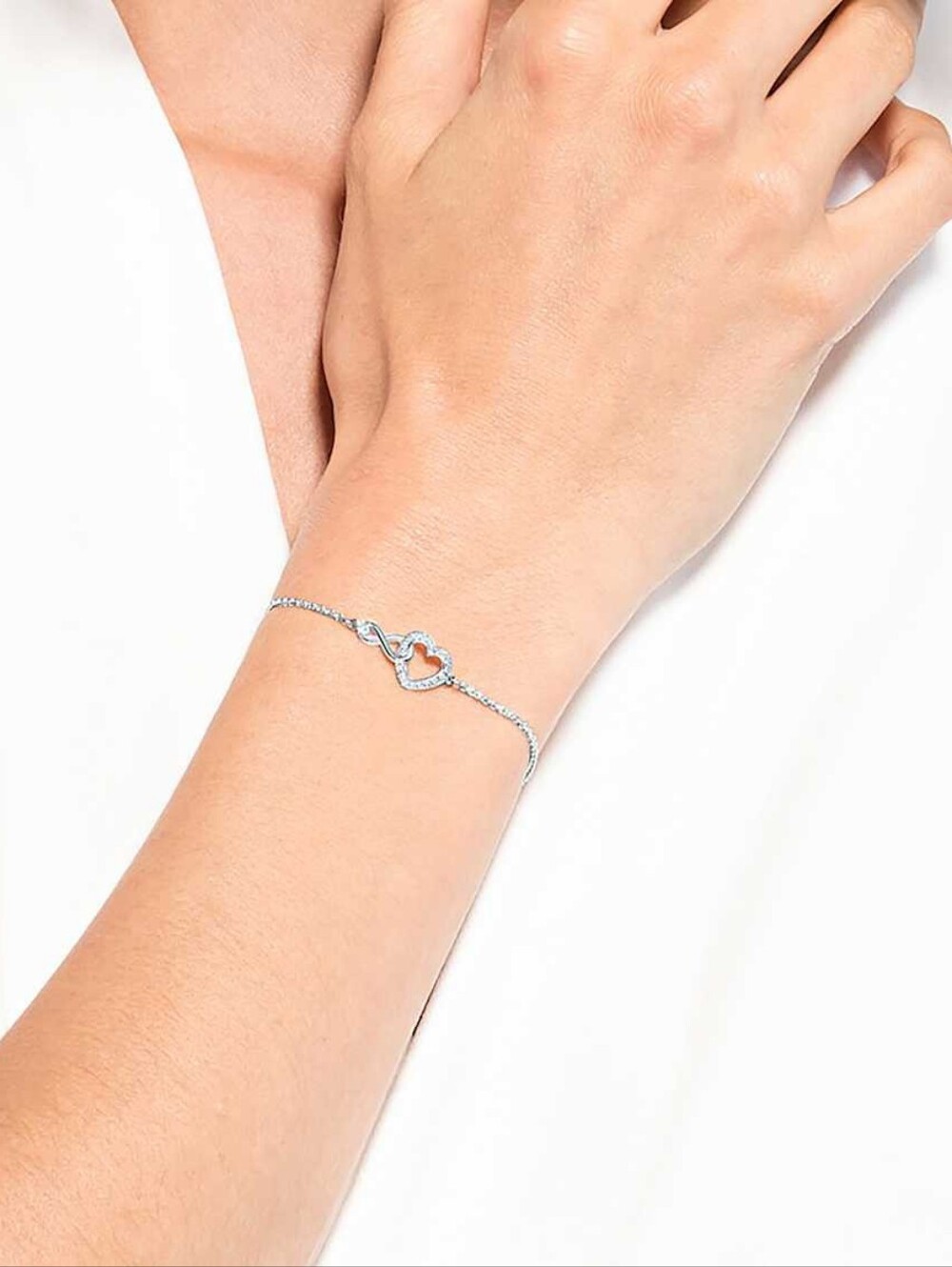 SWAROVSKI Hyperbola Bracelet Infinity and Heart White Rhodium Plated Bracelet